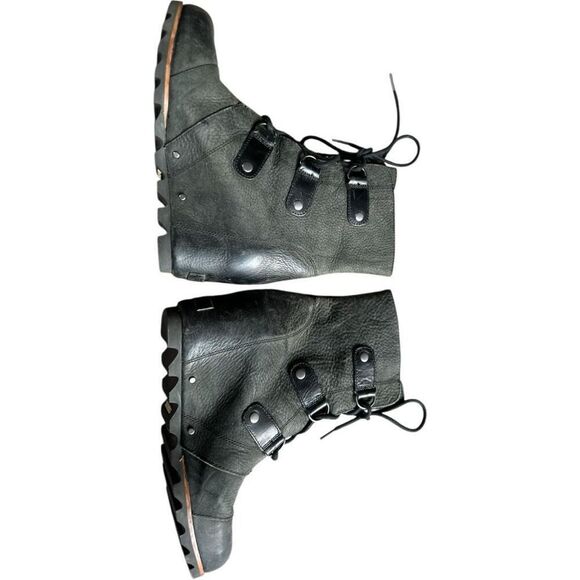 Sorel Joan of Arctic II Wedge Boots Size 9.5 Black Booties Elevated Grunge - Picture 8 of 9